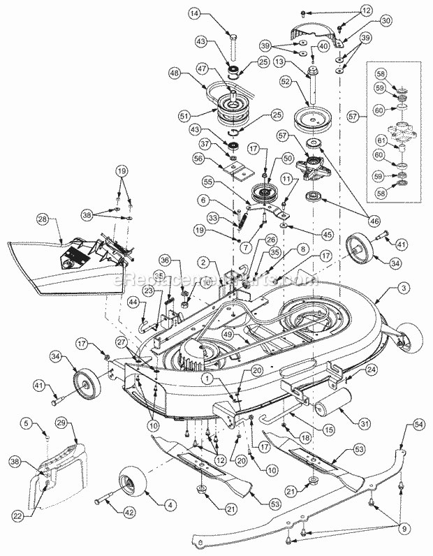 42 Inch Mower Deck Diagram and Parts List for 13A-241G100 Cub Cadet Lawn Tractor